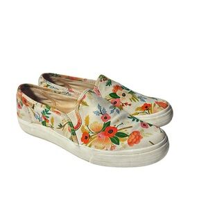 Keds X Rifle Paper Co Slip On Sneakers Women’s Size 8 Floral Orange Peach Multi